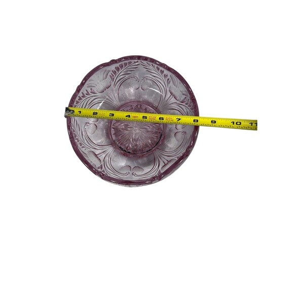 Vintage Mosser Inverted Thistle Rose Pink Footed 8” Round Serving Bowl MCM - Picture 8 of 10